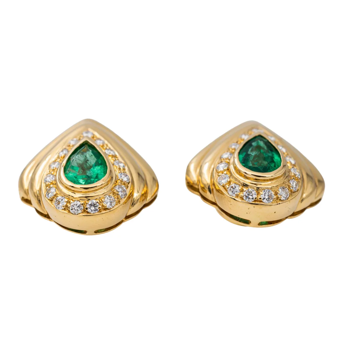 Boucles d'oreilles Clips Or jaune Emeraude, Diamant – Image 6