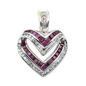 Pendentif Or blanc Diamant, Rubis
