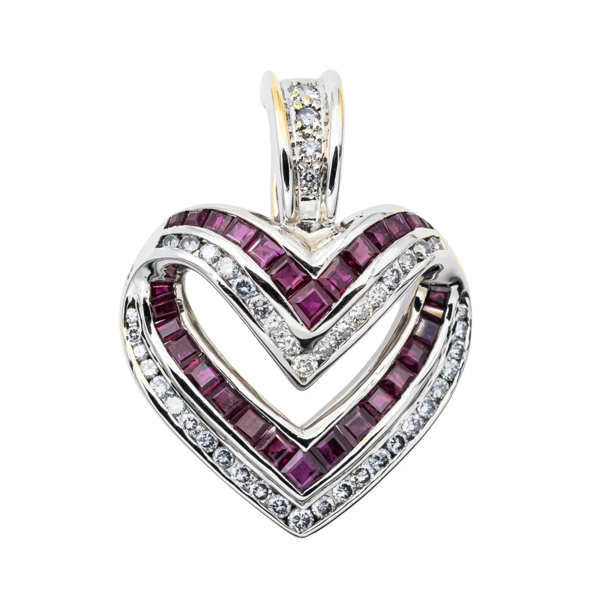 Pendentif Or blanc Diamant, Rubis – Image 2