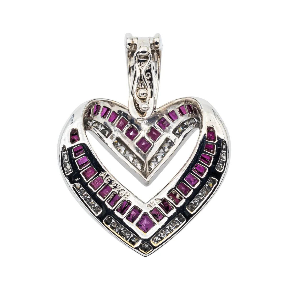 Pendentif Or blanc Diamant, Rubis – Image 3