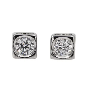 Dinh van Boucles d'oreilles Puces Le cube Or blanc Diamant