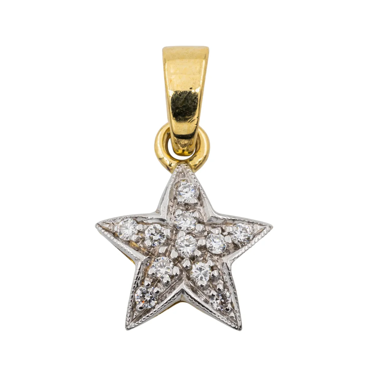 Pendentif Etoile Or blanc, Or jaune Diamant – Image 2