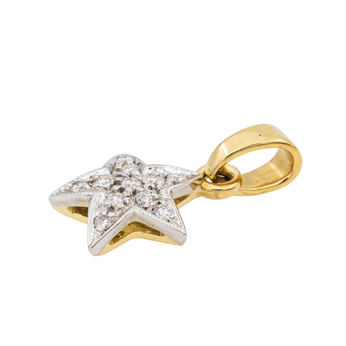 Pendentif Etoile Or blanc, Or jaune Diamant – Image 3
