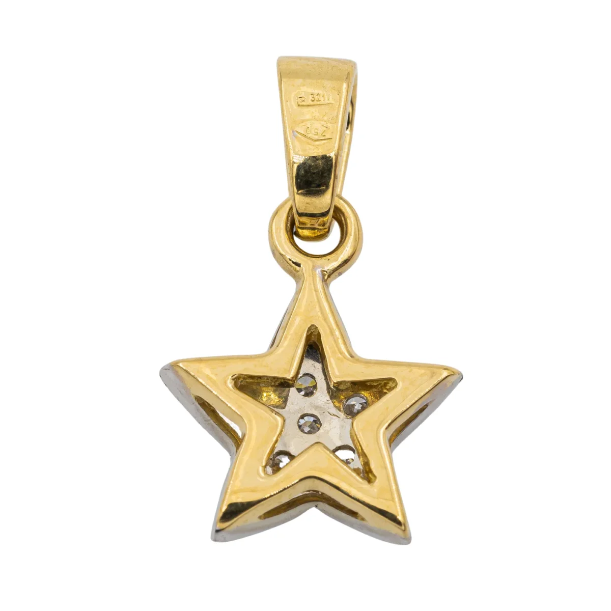 Pendentif Etoile Or blanc, Or jaune Diamant – Image 5