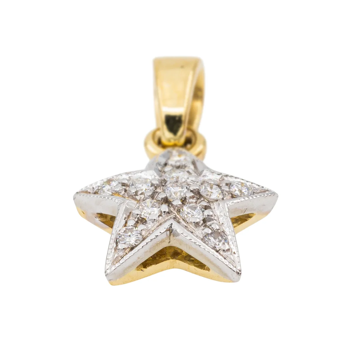 Pendentif Etoile Or blanc, Or jaune Diamant – Image 7