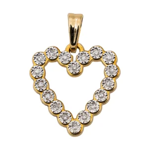 Pendentif Cœur Or jaune, Or blanc Diamant