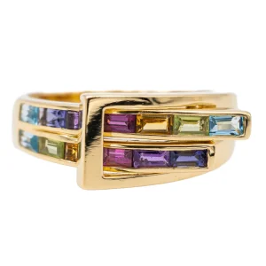 Guy laroche Bague  Or jaune Topaze, Péridot, Cordiérite