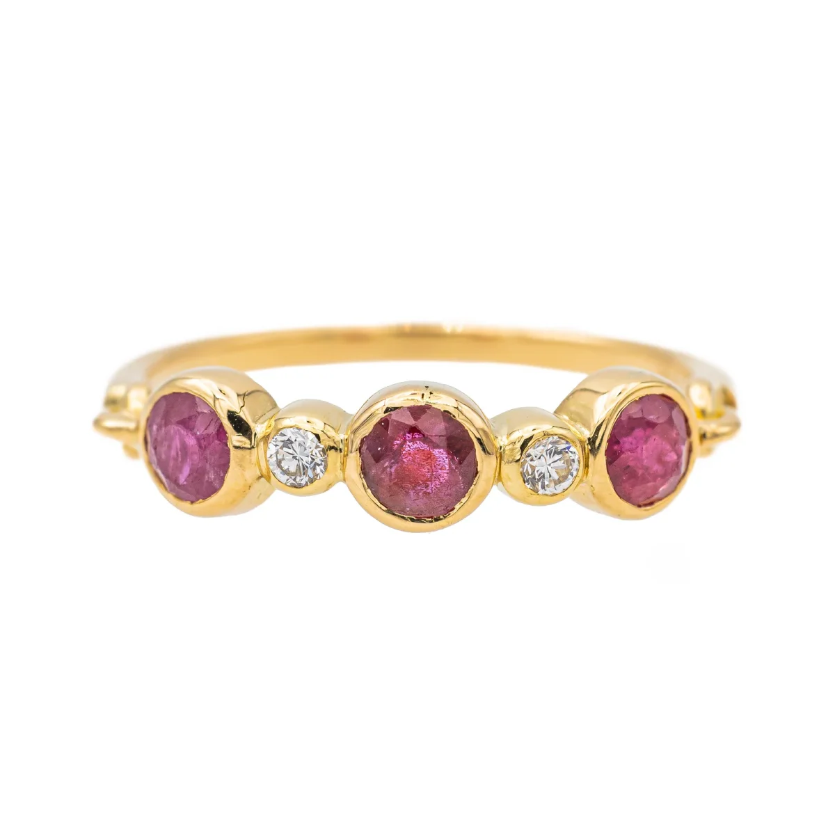Bague Alliance Or jaune Rubis, Diamant – Image 2