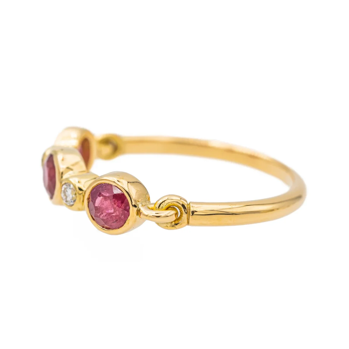 Bague Alliance Or jaune Rubis, Diamant – Image 4