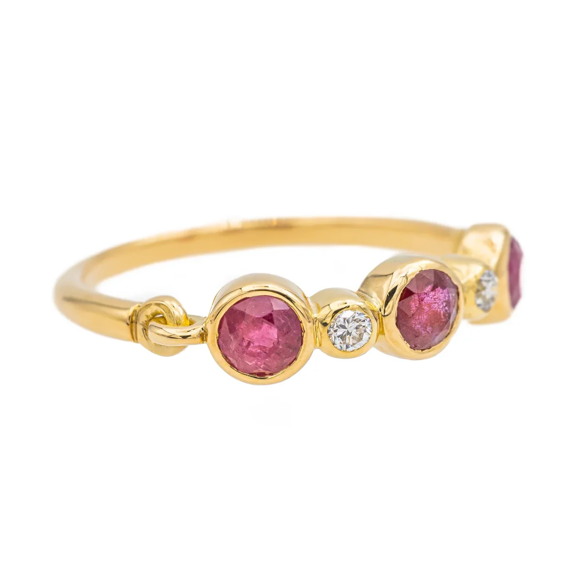 Bague Alliance Or jaune Rubis, Diamant – Image 7