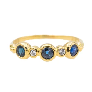 Bague Alliance Or jaune Saphir, Diamant