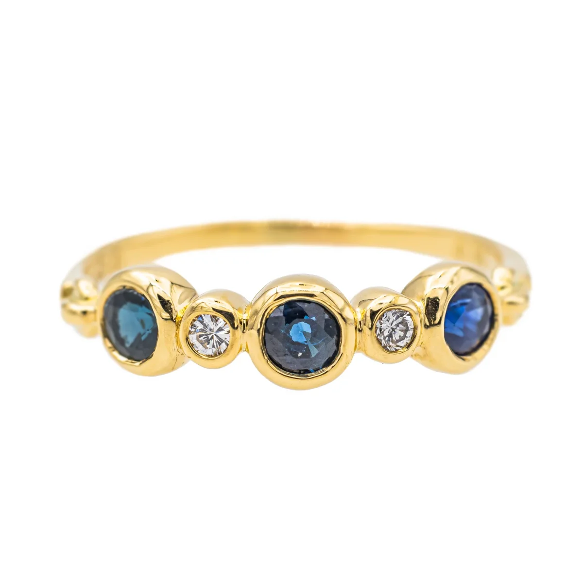 Bague Alliance Or jaune Saphir, Diamant