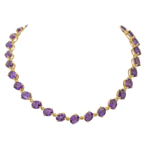 Collier Rivière Or jaune Améthyste