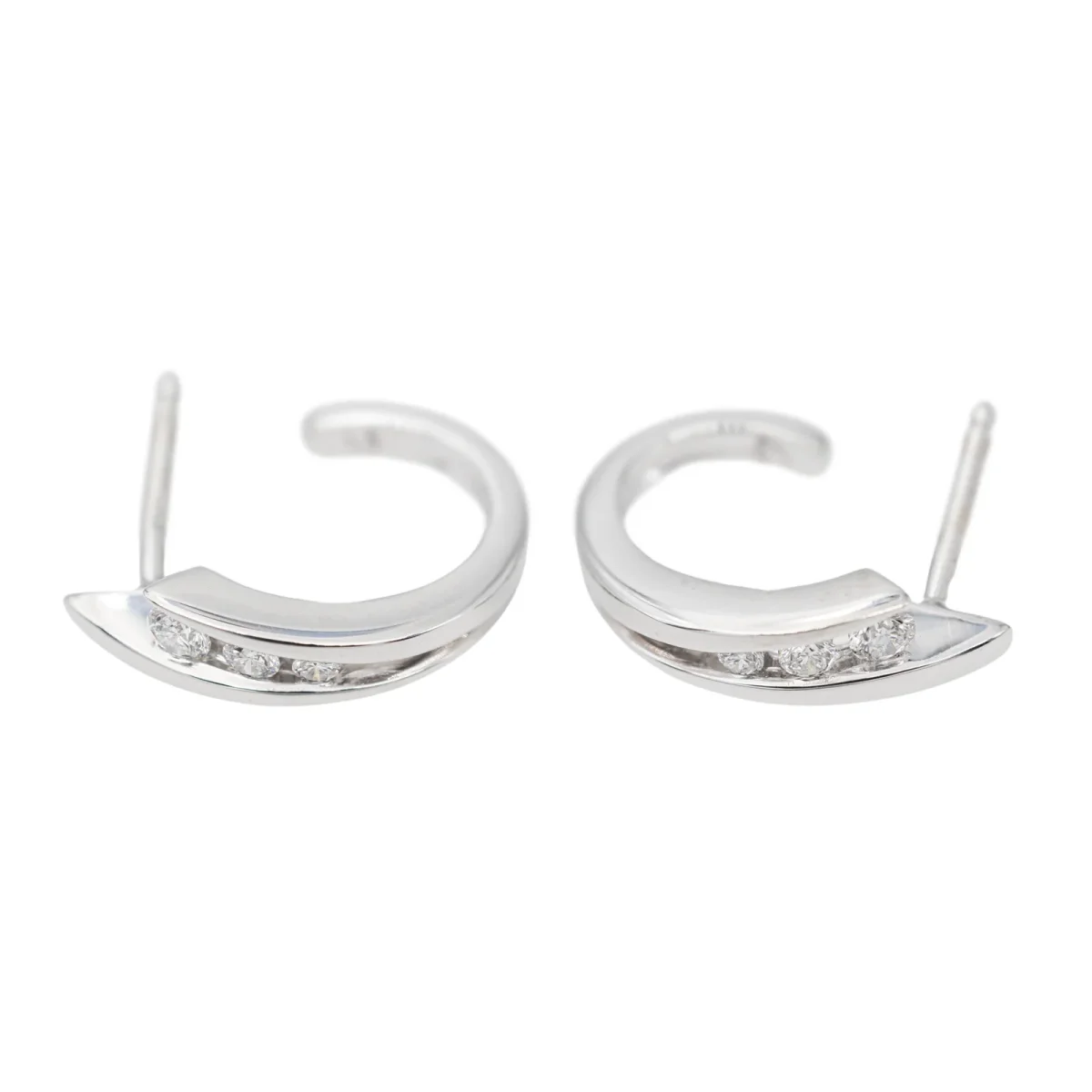 Boucles d'oreilles Créoles Or blanc Diamant – Image 8