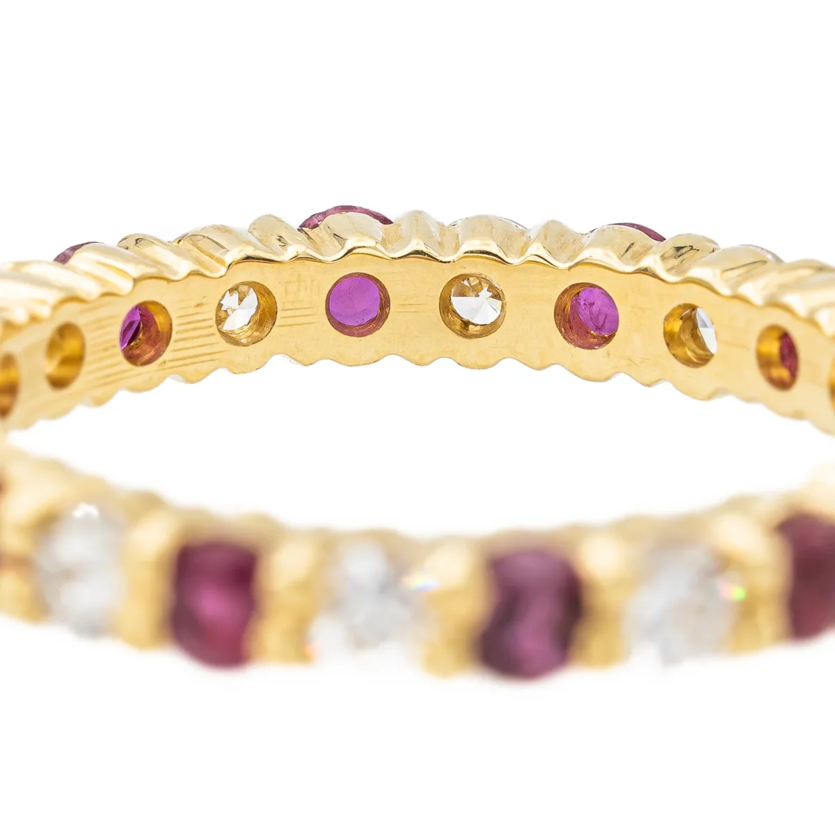 Bague Alliance américaine Or jaune Diamant, Rubis – Image 4