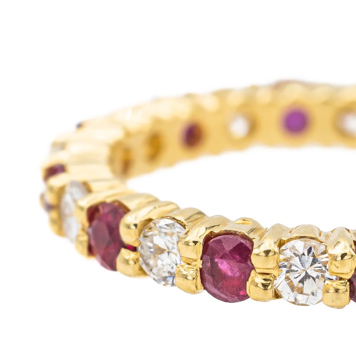 Bague Alliance américaine Or jaune Diamant, Rubis – Image 5