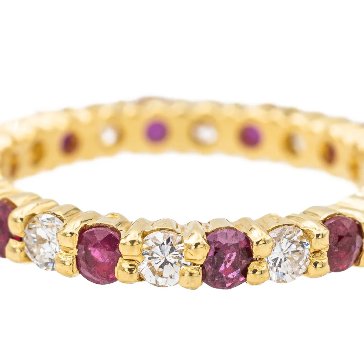 Bague Alliance américaine Or jaune Diamant, Rubis – Image 7