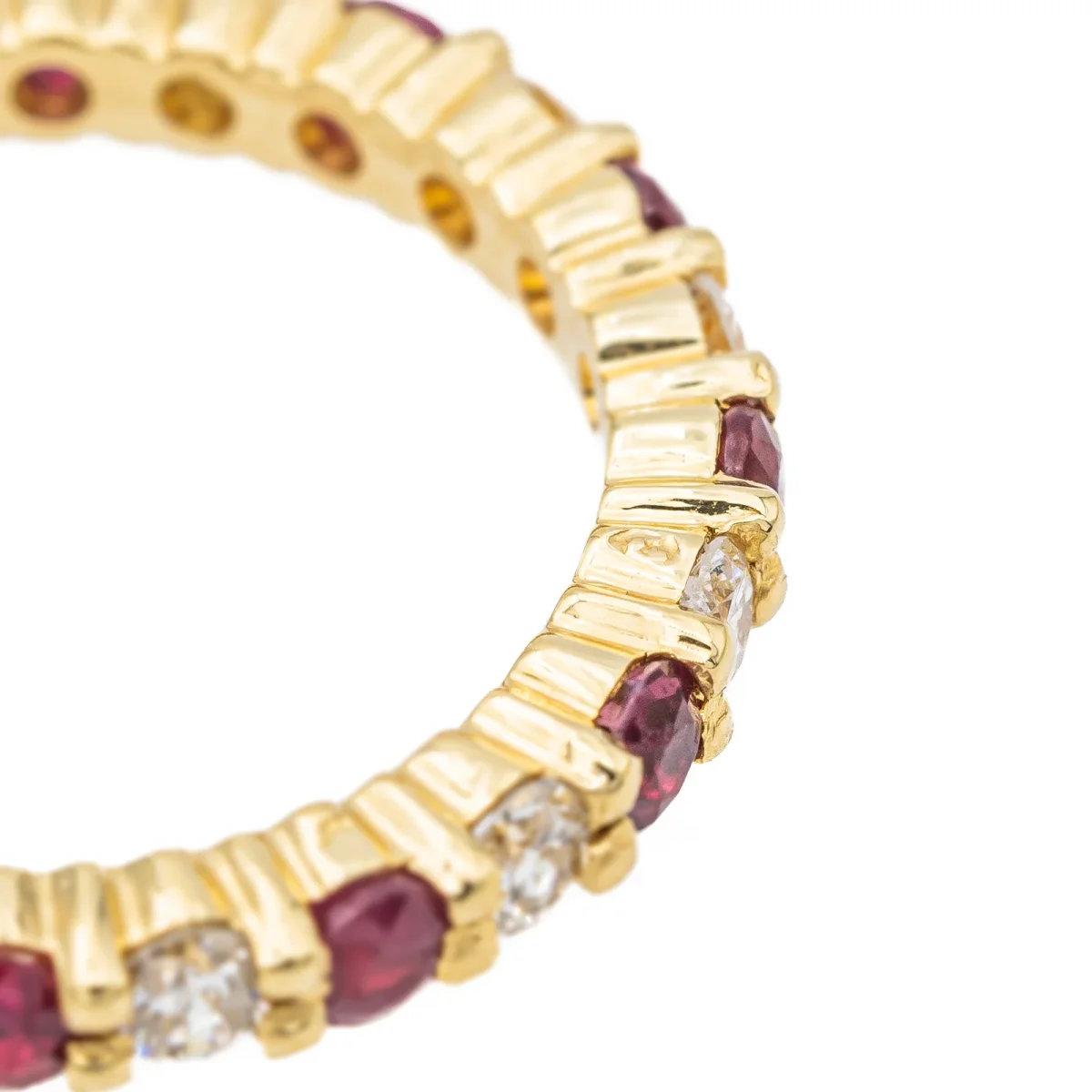 Bague Alliance américaine Or jaune Diamant, Rubis – Image 8