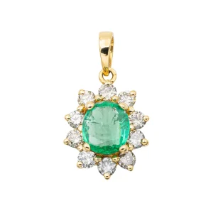 Pendentif Pompadour Or jaune Emeraude, Diamant