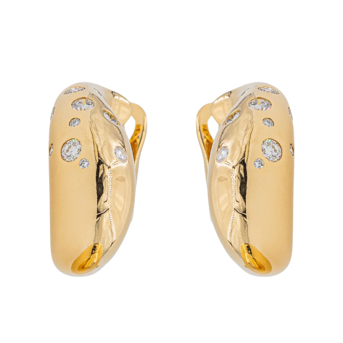 Fred Boucles d'oreilles Créoles Mouvementée Or jaune Diamant