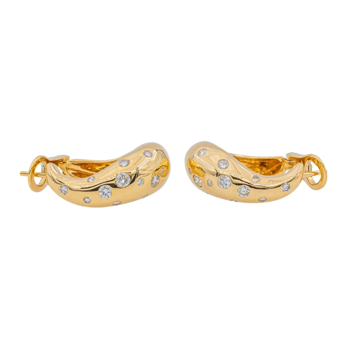 Fred Boucles d'oreilles Créoles Mouvementée Or jaune Diamant – Image 4