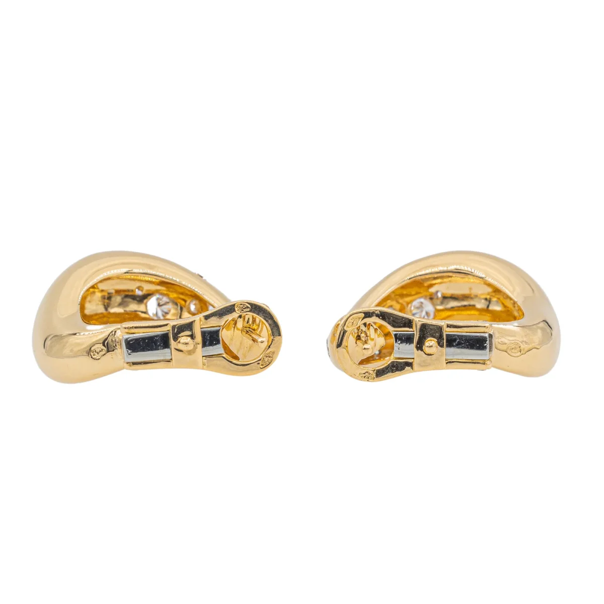 Fred Boucles d'oreilles Créoles Mouvementée Or jaune Diamant – Image 5