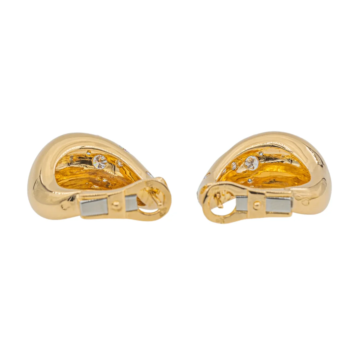 Fred Boucles d'oreilles Créoles Mouvementée Or jaune Diamant – Image 6