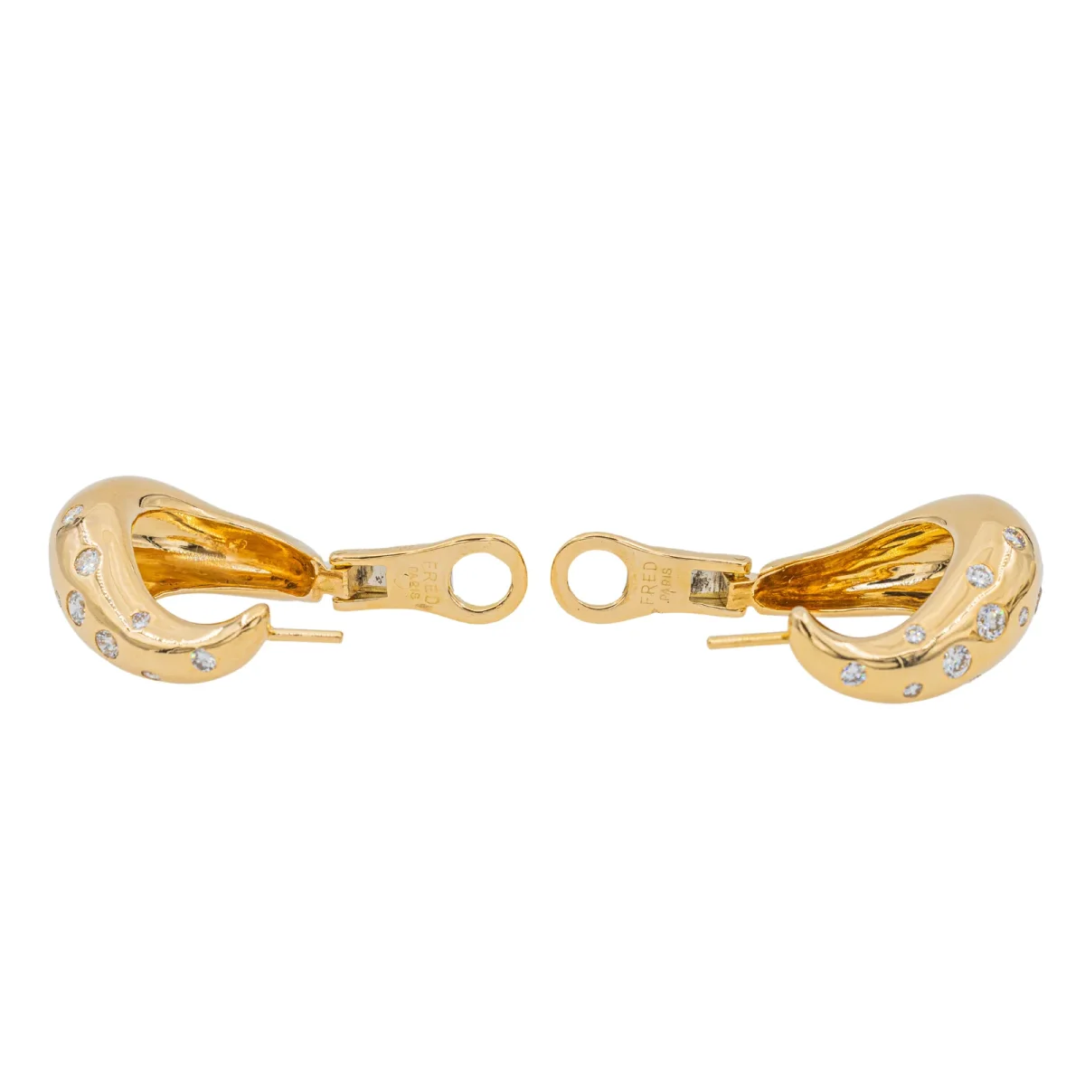 Fred Boucles d'oreilles Créoles Mouvementée Or jaune Diamant – Image 7