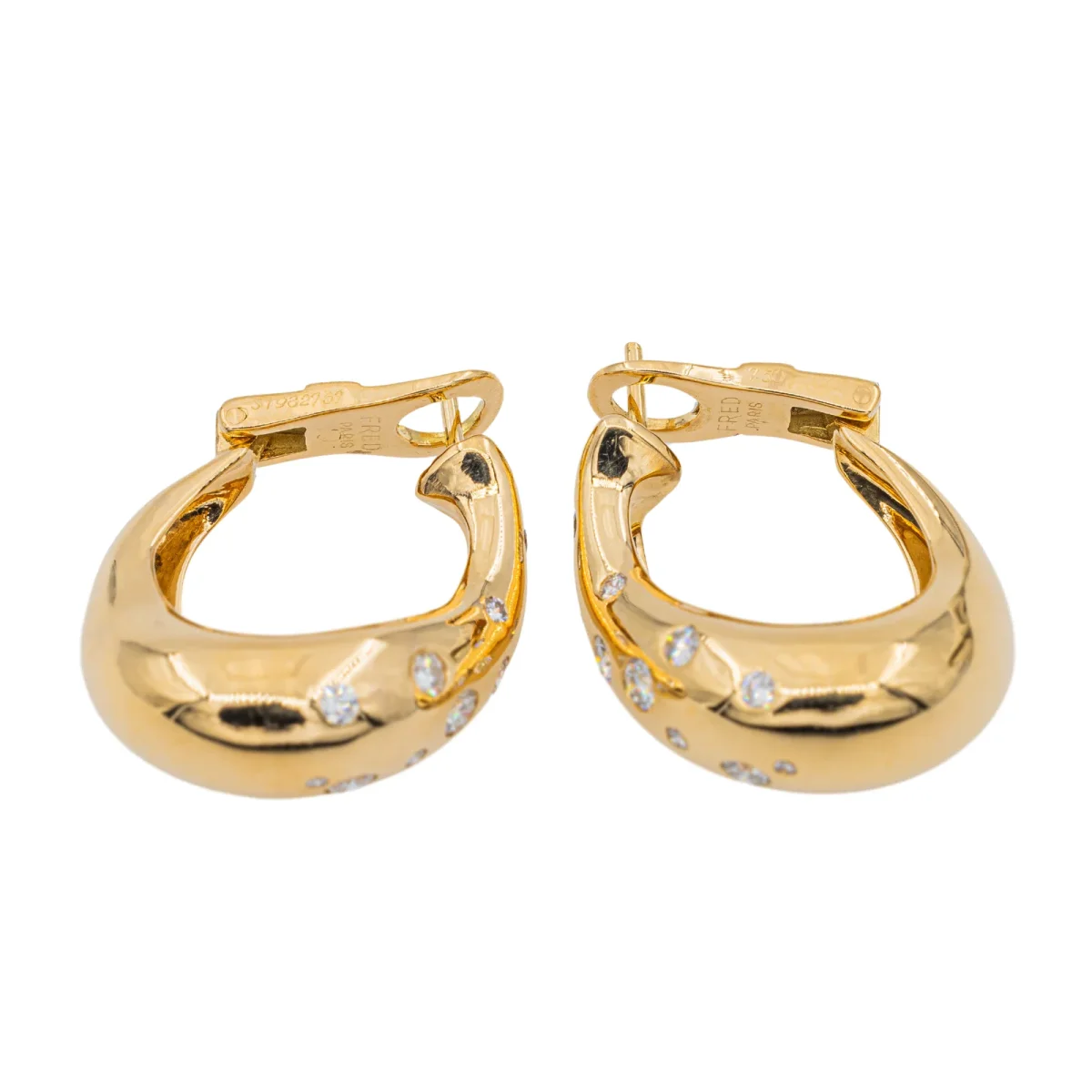 Fred Boucles d'oreilles Créoles Mouvementée Or jaune Diamant – Image 8