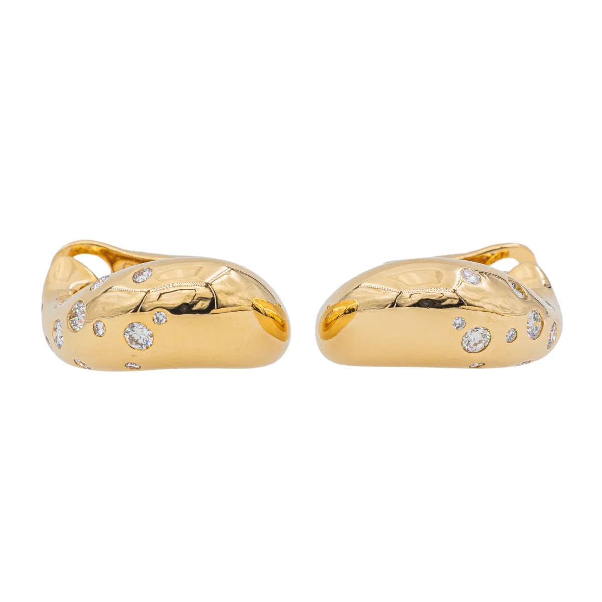 Fred Boucles d'oreilles Créoles Mouvementée Or jaune Diamant – Image 9