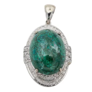 Pendentif Or blanc Chrysocolle, Diamant