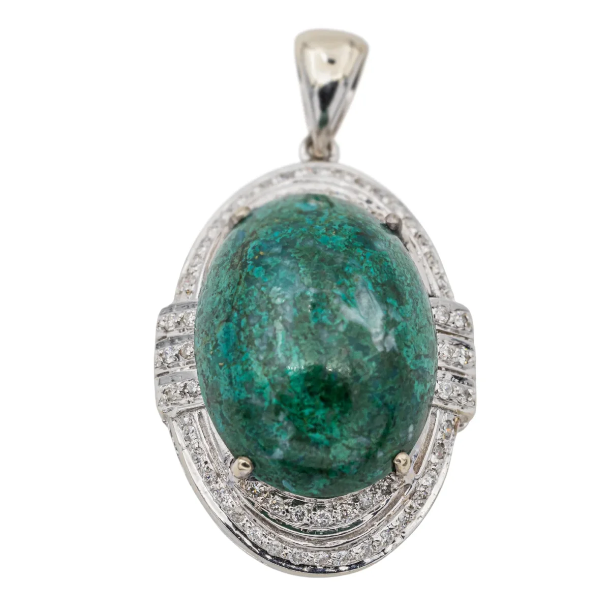 Pendentif Or blanc Chrysocolle, Diamant – Image 2