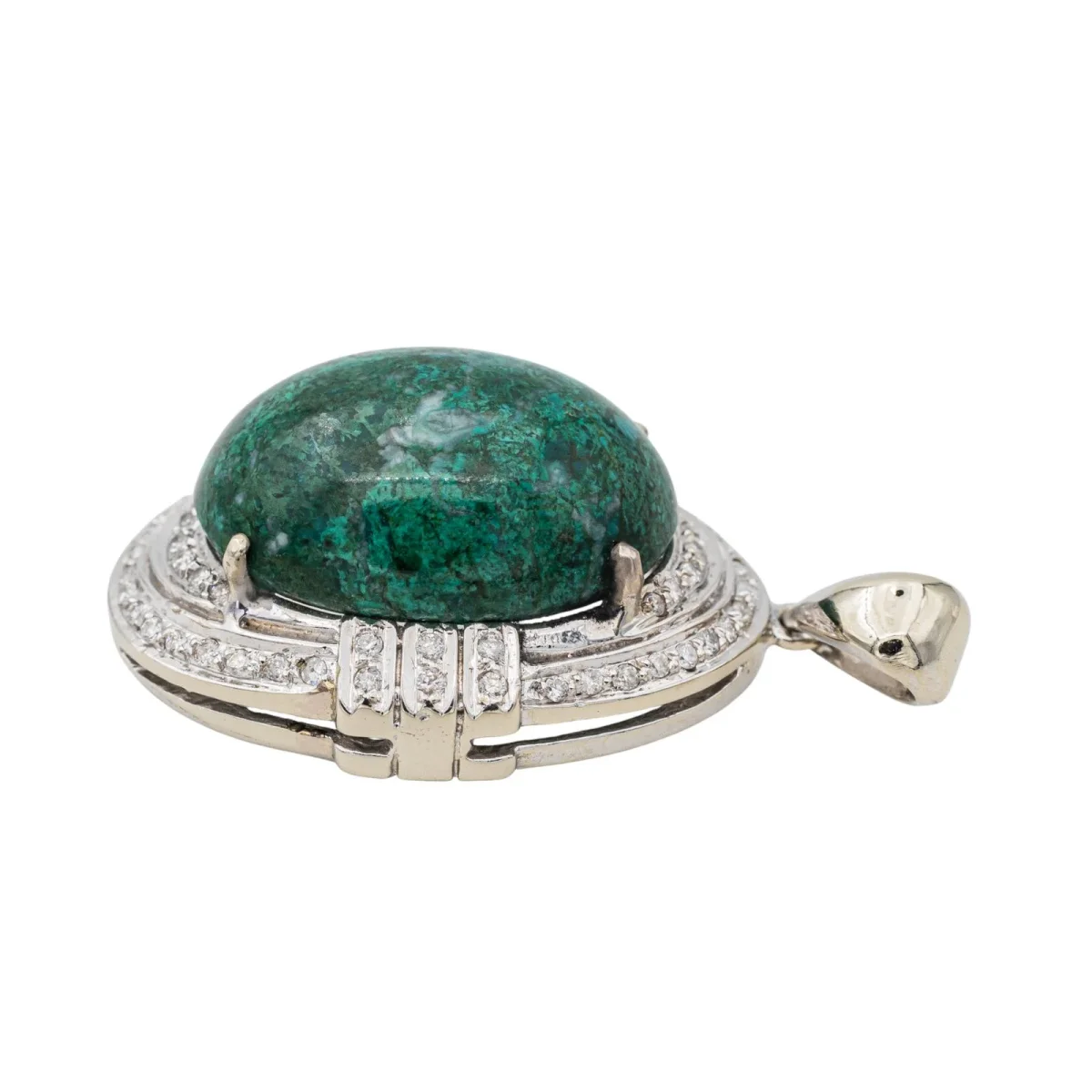 Pendentif Or blanc Chrysocolle, Diamant – Image 3