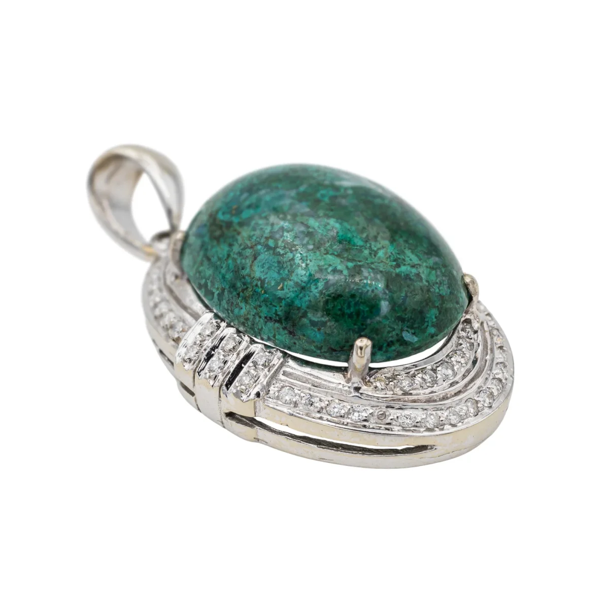 Pendentif Or blanc Chrysocolle, Diamant – Image 4