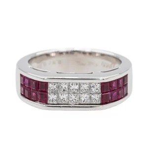 Bague Platine Diamant, Rubis