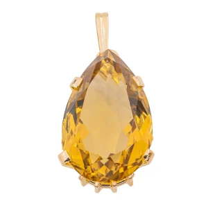 Pendentif Goutte Or jaune Citrine