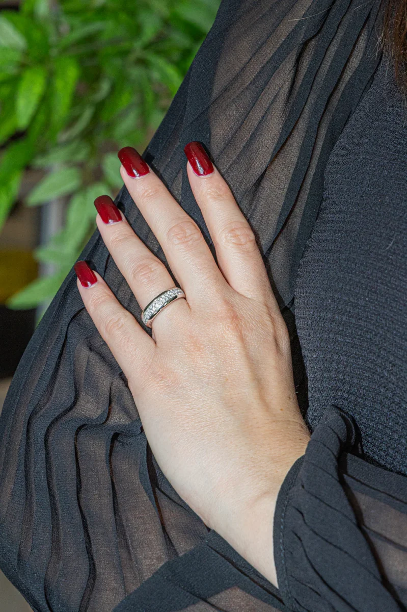 Bague Alliance Or blanc Diamant – Image 3