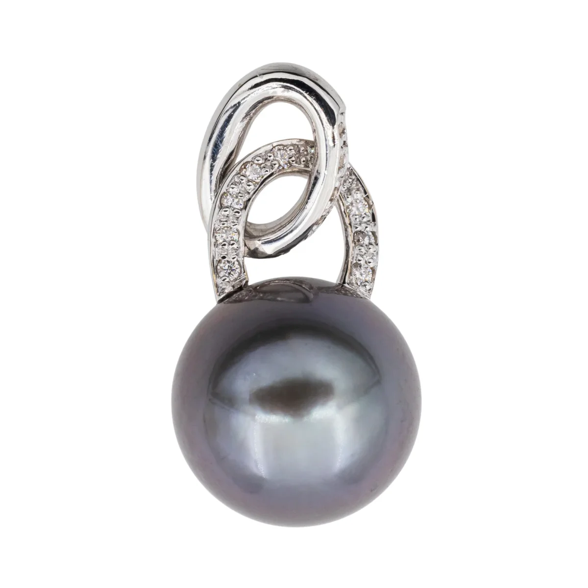 Pendentif Perle de tahiti Or blanc Perle de tahiti, Diamant – Image 2