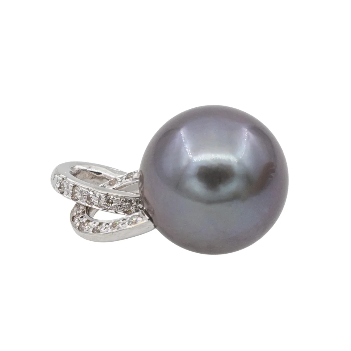 Pendentif Perle de tahiti Or blanc Perle de tahiti, Diamant – Image 7