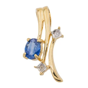 Pendentif Or jaune Saphir, Diamant