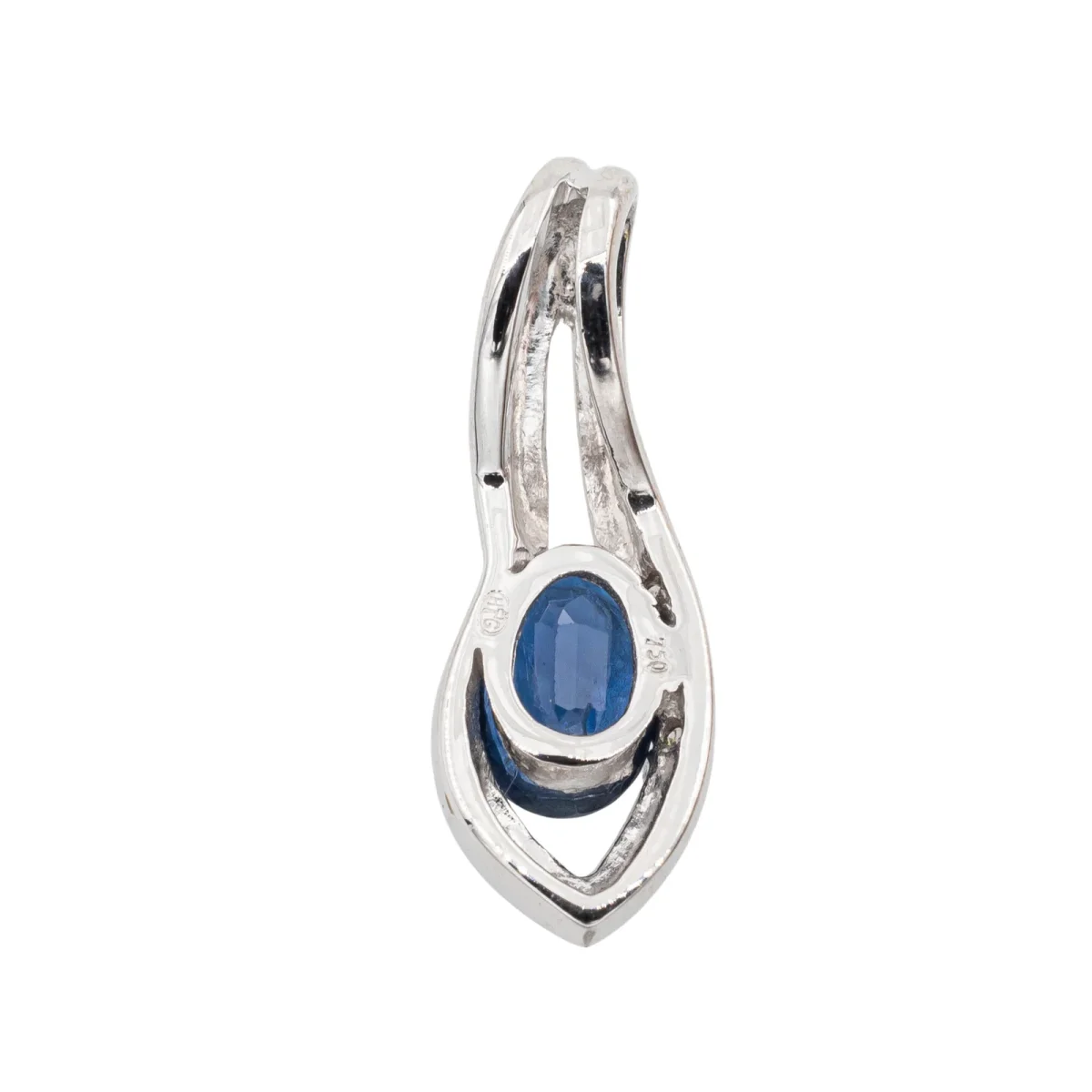 Pendentif Or blanc Saphir, Diamant – Image 3