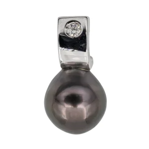 Pendentif Perle de Tahiti Or blanc Diamant, Perle de tahiti