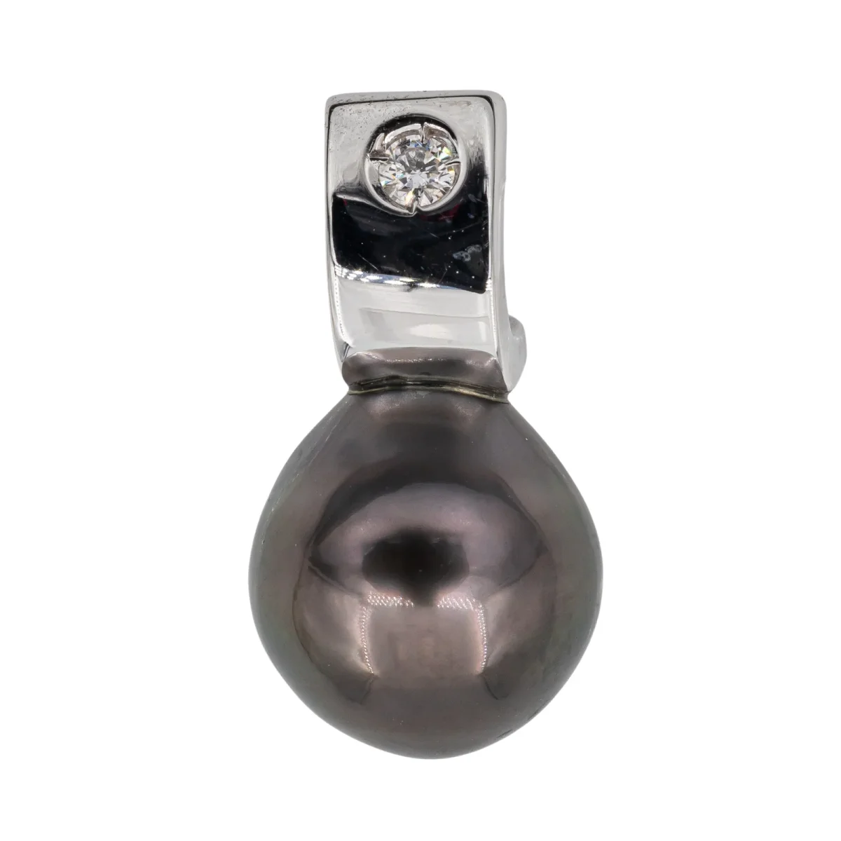 Pendentif Perle de Tahiti Or blanc Diamant, Perle de tahiti