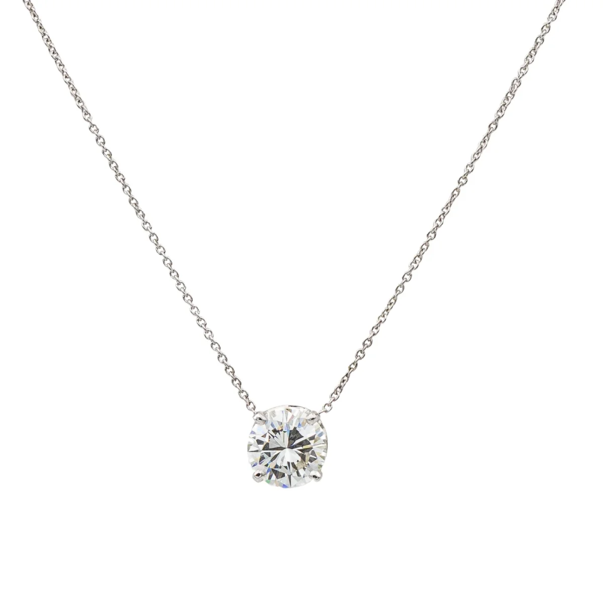 Collier Solitaire Or blanc Diamant