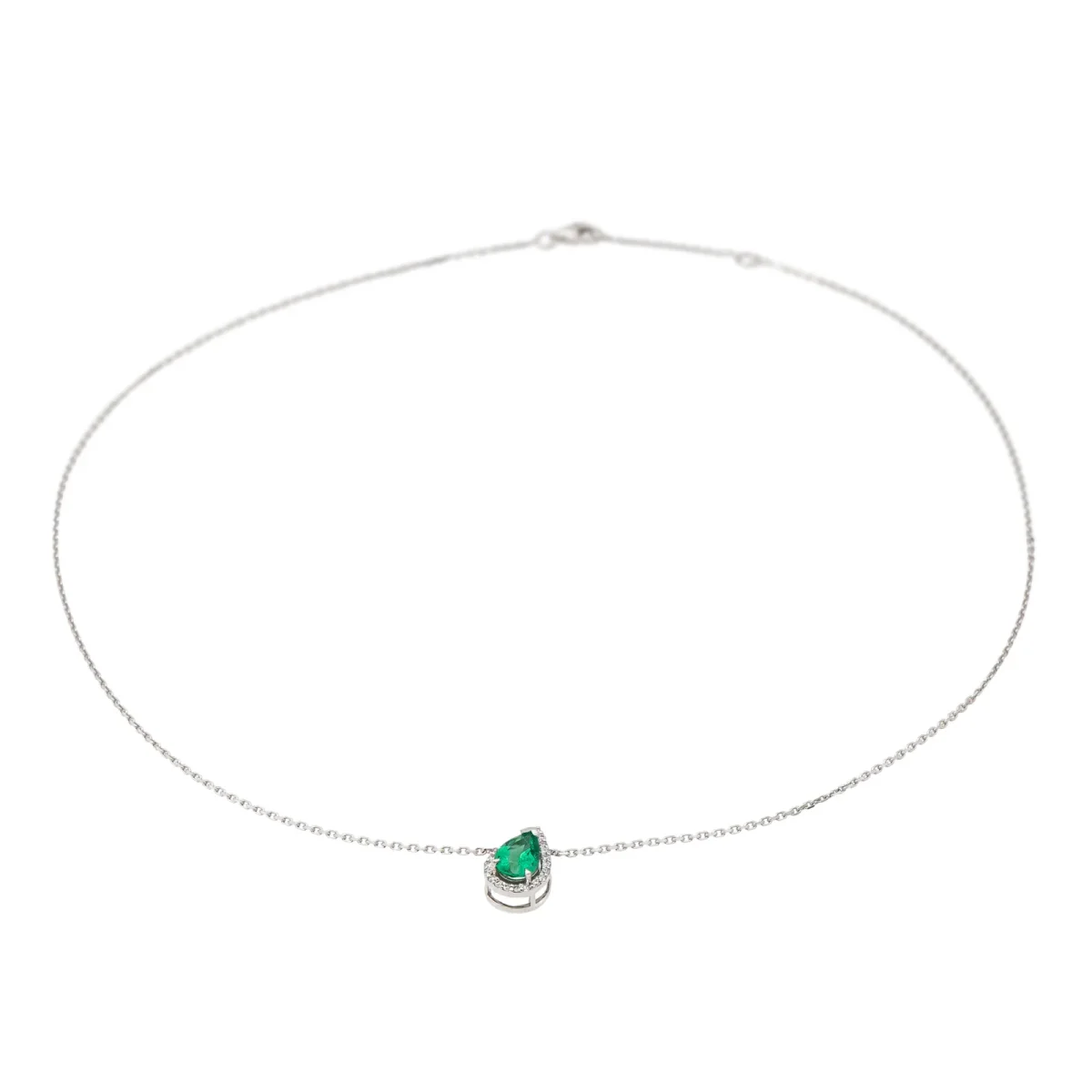 Collier Or blanc Emeraude, Diamant – Image 5