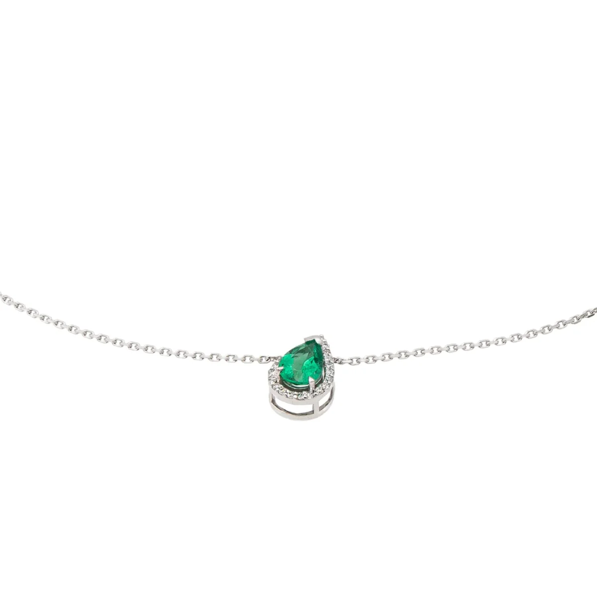 Collier Or blanc Emeraude, Diamant – Image 7