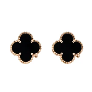 Van cleef & arpels Boucles d'oreilles Alhambra Or rose Onyx