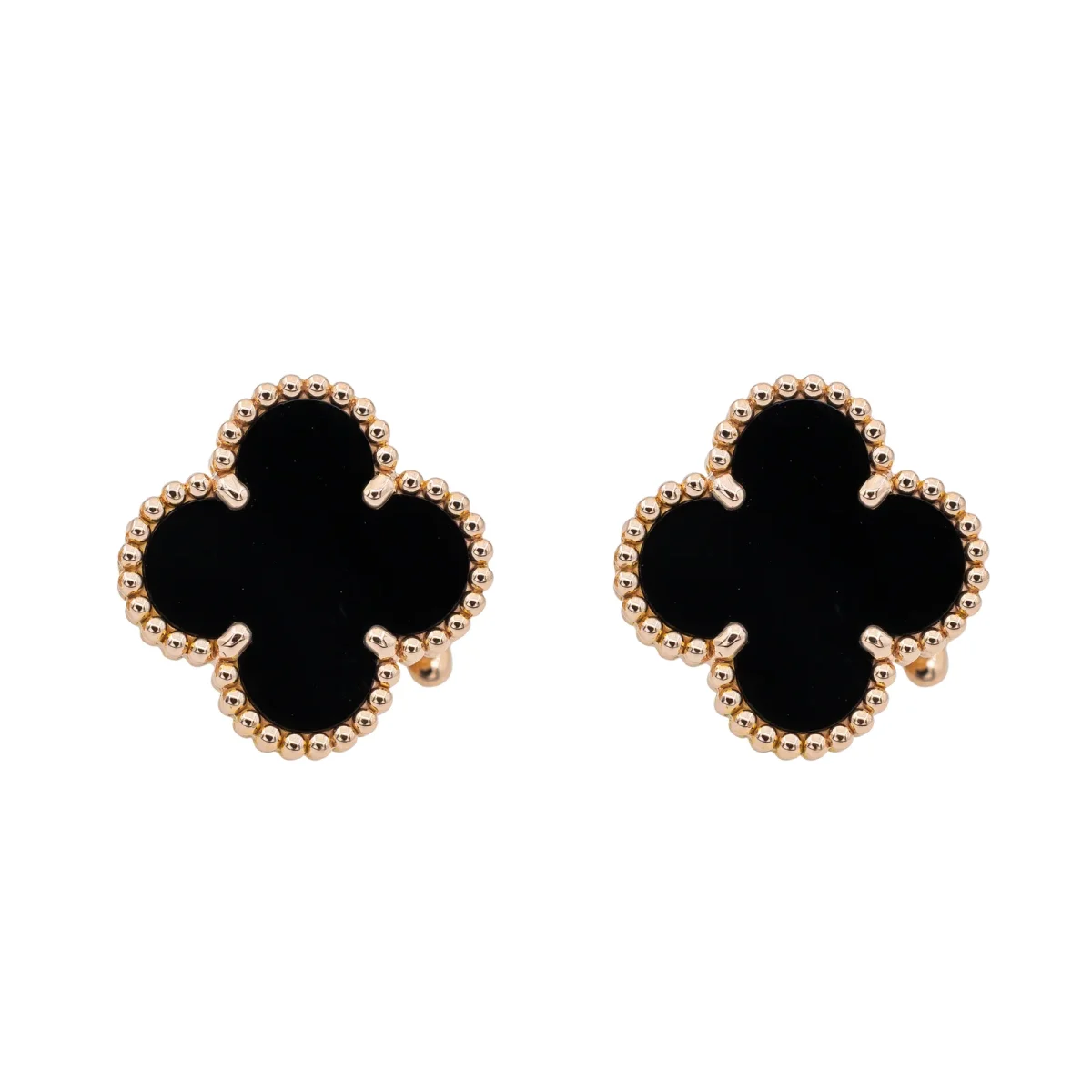 Van cleef & arpels Boucles d'oreilles Alhambra Or rose Onyx – Image 2