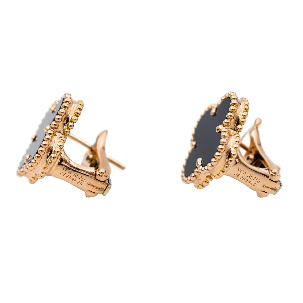 Van cleef & arpels Boucles d'oreilles Alhambra Or rose Onyx – Image 5