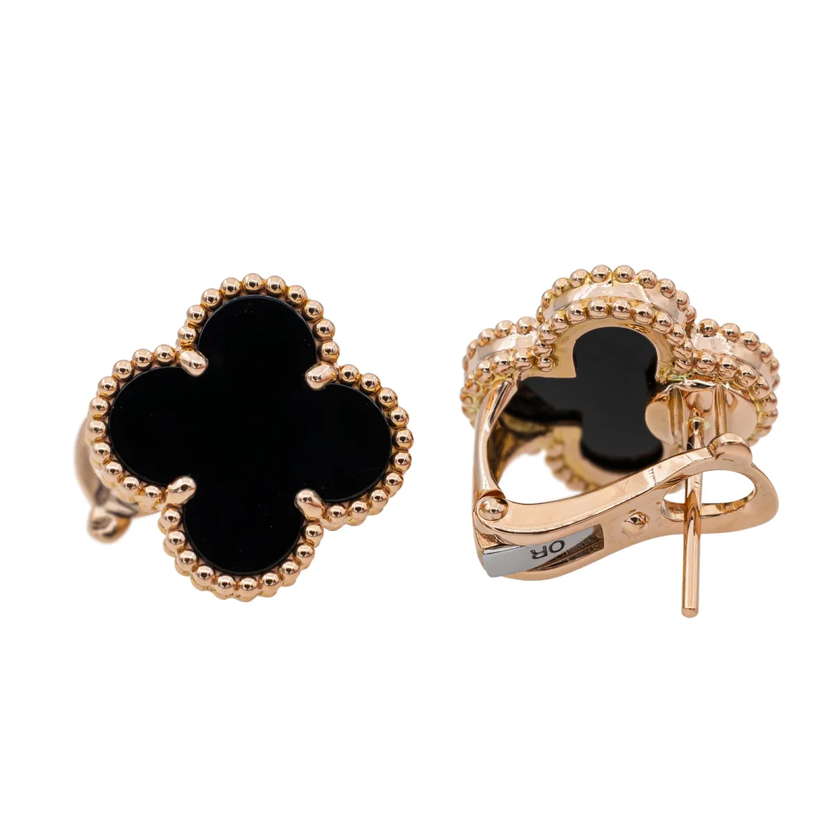 Van cleef & arpels Boucles d'oreilles Alhambra Or rose Onyx – Image 6